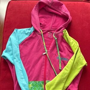 Multi-color Zumba zip-up hoodie.